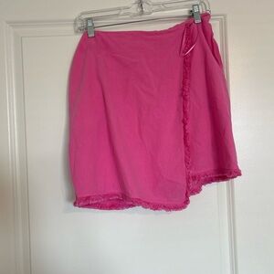 Vibrant Pink Fringed Mini Skirt